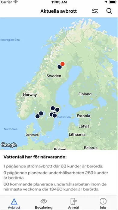 Screenshot di Avbrottsinfo